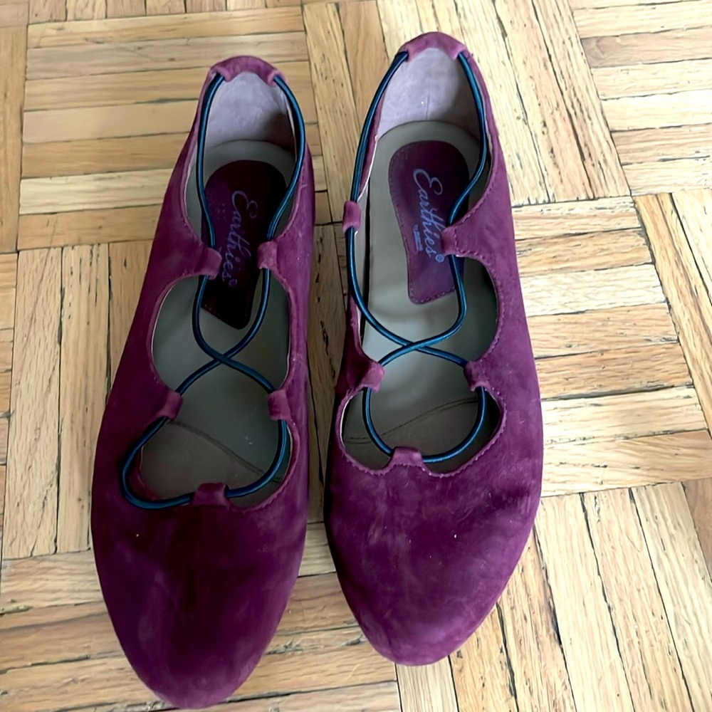 Maroon suede leather flats size 8